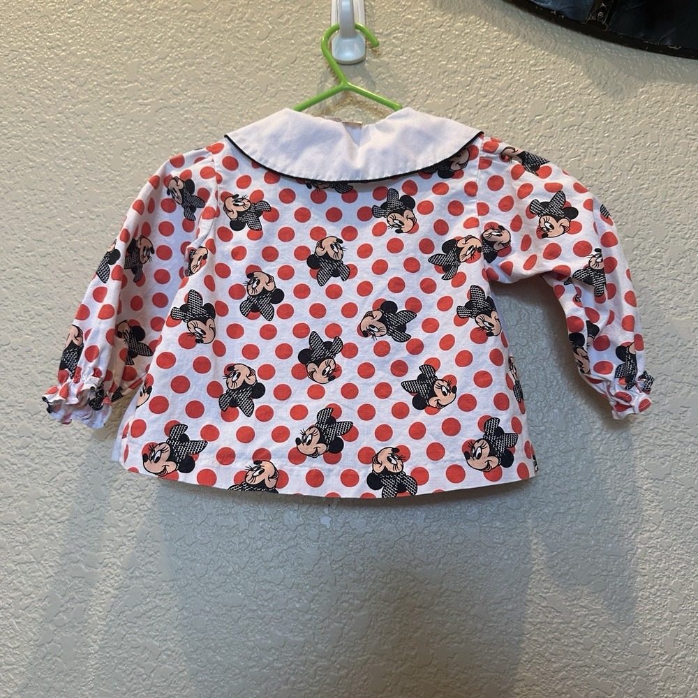 Vintage Baby Girls Toddler 18 mo Disney Wear Minnie Mouse top Peter pan collar - Picture 6 of 8